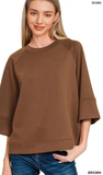 ZENANA Scuba 3/4 Sleeve Top, Assorted Colors