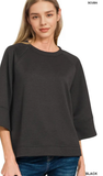 ZENANA Scuba 3/4 Sleeve Top, Assorted Colors