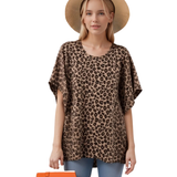 HEIMISH Oversized Ribbed Leopard Short Sleeve Top