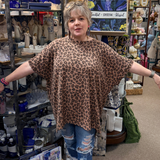 HEIMISH Oversized Ribbed Leopard Short Sleeve Top