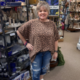 HEIMISH Oversized Ribbed Leopard Short Sleeve Top