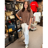 HEIMISH Oversized Ribbed Leopard Short Sleeve Top