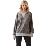 7th RAY Terry Knit Pullover in Camo/Heather Grey