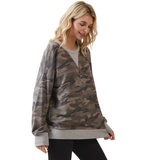 7th RAY Terry Knit Pullover in Camo/Heather Grey