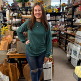 Heimish Long Puff Sleeve Ribbed Top, Assorted Colors