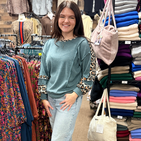 7th Ray Long Sleeve Leopard Top, Assorted Colors