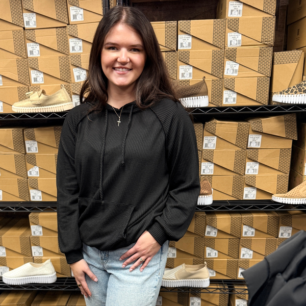 Heimish Long Puff Sleeve Ribbed Hoodie