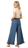 HEIMISH Ruffle Hem Wide Cropped Denim Pants