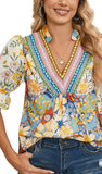 LDC Crochet V Neck Boho Blouse