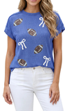 LDC Game Day Rib Football & Bows Top