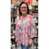 Dear Scarlett "Liz" Top In Grey Floral