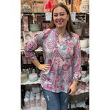 Dear Scarlett "Liz" Top In Grey Pink