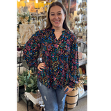 Dear Scarlett "Liz" Smocked Sleeve Top in Black