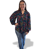 Dear Scarlett "Liz" Smocked Sleeve Top in Black