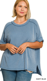 Zenana Corded Cuffed Sleeve Top, Assorted Colors