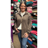 HEIMISH Basic Collar Ribbed Button Down Shacket Top, Assorted Colors