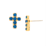 Sorrelli Carly Cross Stud Earrings in Sapphire