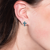Sorrelli Carly Cross Stud Earrings in Sapphire