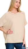 Zenana Corded Cuffed Sleeve Top, Assorted Colors