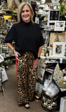 JODIFL Leopard Pants with Red Side Stripes