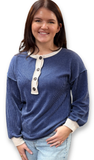 Heimish Long Sleeve Contrast Urban Ribbed Top, Assorted Colors
