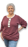 Heimish Long Sleeve Contrast Urban Ribbed Top, Assorted Colors