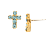Sorrelli Carly Cross Stud Earrings in Aquamarine