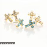 Sorrelli Carly Cross Stud Earrings in Aquamarine