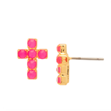 Sorrelli Carly Cross Stud Earrings in Electric Pink