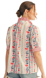 JODIFL Ruffle Detail Crinkle Floral Top In PINK