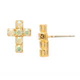 Sorrelli Carly Cross Stud Earrings in Jonquil Aurora Borealis