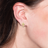 Sorrelli Carly Cross Stud Earrings in Jonquil Aurora Borealis