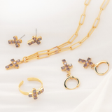 Sorrelli Carly Cross Stud Earrings in Volcano