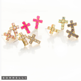Sorrelli Carly Cross Stud Earrings in Volcano