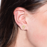 Sorrelli Carly Cross Stud Earrings in White Aurora Borealis