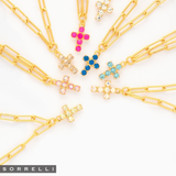 Sorrelli Carly Cross Pendant Necklace in Electric Pink