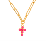 Sorrelli Carly Cross Pendant Necklace in Electric Pink