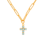 Sorrelli Carly Cross Pendant Necklace in Aquamarine