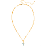 Sorrelli Carly Cross Pendant Necklace in Aquamarine