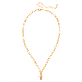 Sorrelli Carly Cross Pendant Necklace in Light Rose Aurora Borealis