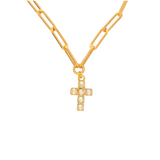 Sorrelli Carly Cross Pendant Necklace in Jonquil Aurora Borealis