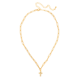 Sorrelli Carly Cross Pendant Necklace in Jonquil Aurora Borealis