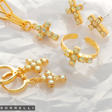 Sorrelli Carly Cross Pendant Necklace in Jonquil Aurora Borealis