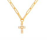 Sorrelli Carly Cross Pendant Necklace in White Aurora Borealis