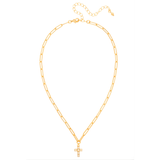 Sorrelli Carly Cross Pendant Necklace in White Aurora Borealis