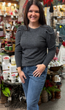 Round Neck Bubble Sleeve Sweater, Assorted Colors