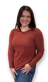 Round Neck Bubble Sleeve Sweater, Assorted Colors