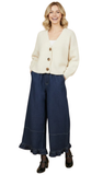 HEIMISH Ruffle Hem Wide Cropped Denim Pants