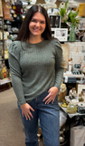 Round Neck Bubble Sleeve Sweater, Assorted Colors