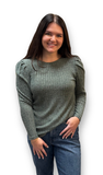 Round Neck Bubble Sleeve Sweater, Assorted Colors